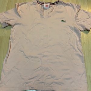 Lacoste Live Men’s Pink V-Neck T-Shirt - SIZE 2 (XS)